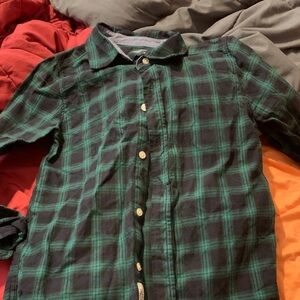 Plaid Green and Black Kids Shirt